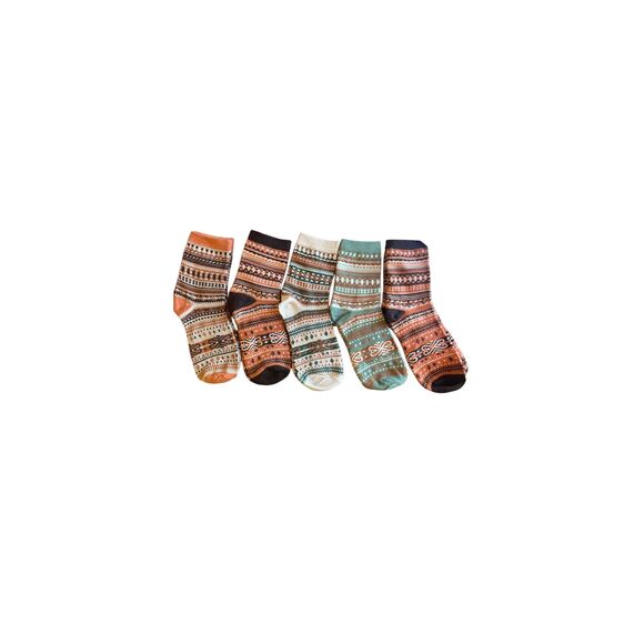 Vintage Inspired Nordic Pattern Women’s Crew Socks 5 Pair Set - Picture 6 of 7